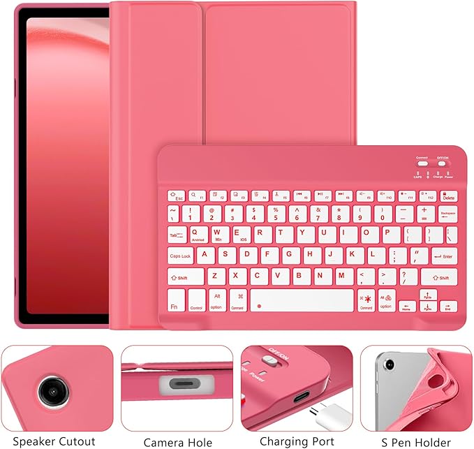 Keyboard Case for Samsung Galaxy Tab A9 Plus 5G 11 inch 2023, 7 Color Backlit - Image 2