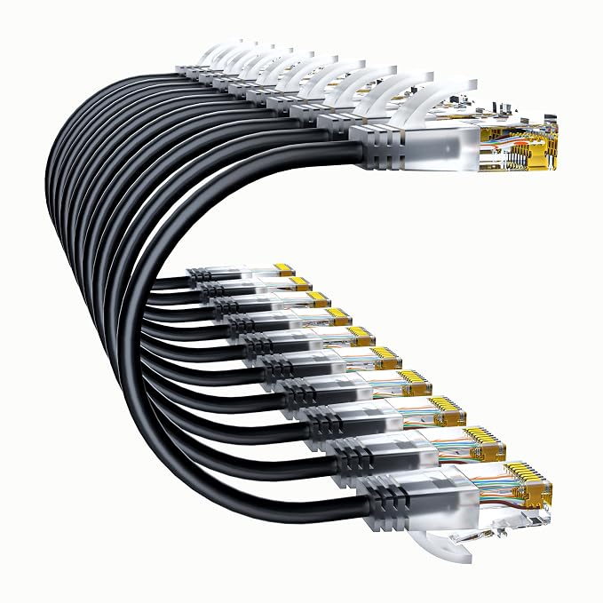 Cat6a Patch Cables 3ft Slim, Cat6 Ethernet Patch Cable Pure Copper, Flexible by 10Gsupxsel