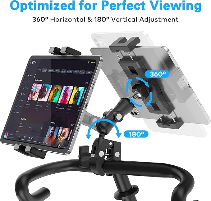 Treadmill Tablet iPad Holder, Aluminum Indoor Exercise Bike Handlebar Mount - Image 6