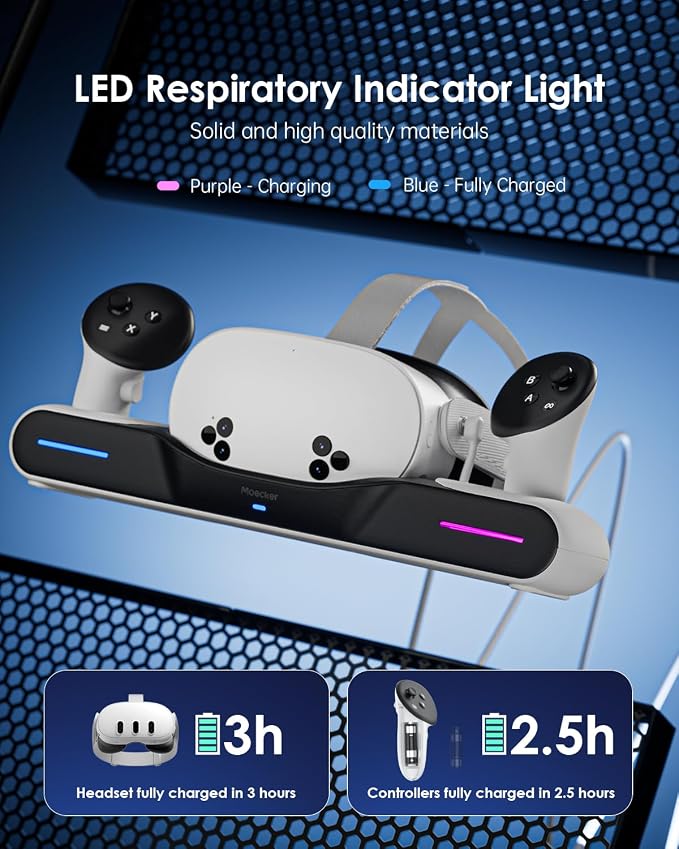 Charging Dock for Meta Quest 3/3S Charging Station Magnetic Charger for Meta - Image 6