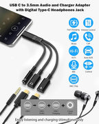 tavalmax USB C Splitter, USB C to 3.5mm Headphone and Charger Adapter, USB - Image 2