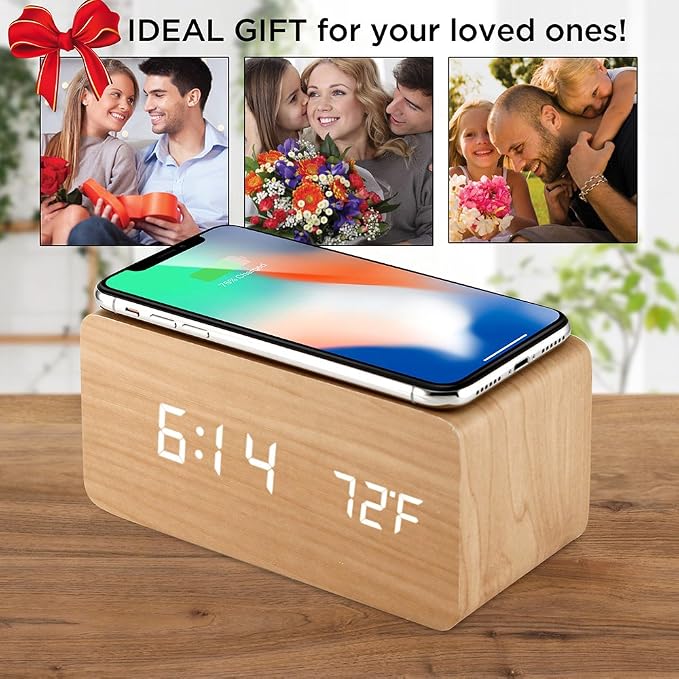 OCT17 Alarm Clock with Qi Wireless Charging Pad Compatible with iPhone Samsung - Image 6