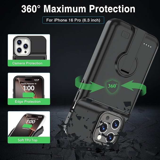 GIN FOXI Battery Case for iPhone 16 Pro, Charging Case - Image 6
