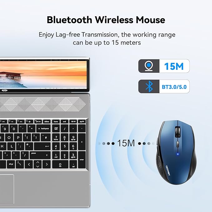 TECKNET Bluetooth Mouse, 4800 DPI Wireless Mouse, 2-Year Battery 6 Adjustable - Image 3