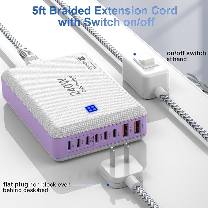 Type C Charger 240W, USB C Charger Block Fast Charging 8 Ports, PD 65W GaN III - Image 4