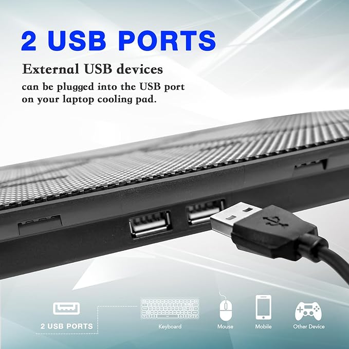Laptop Cooling Pad, Coolertek Portable Slim Quiet Laptop Notebook Cooler - Image 3