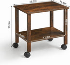 2 Tier Printer Stand with Storage, Under Desk Shelf Printer Table, Rolling - Image 3