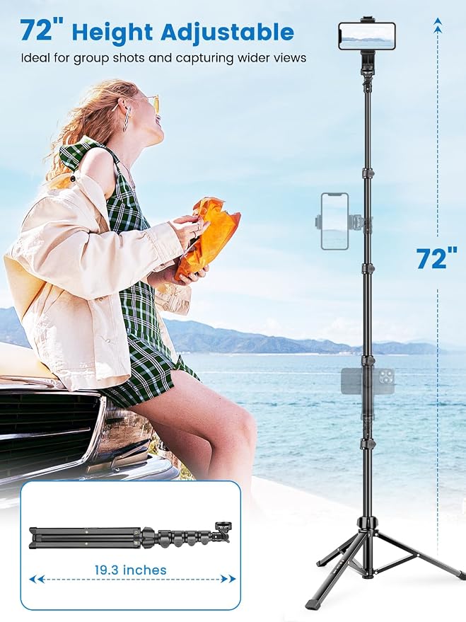 Phone Tripod, Stable & Adjustable Tall, Suit - Image 3