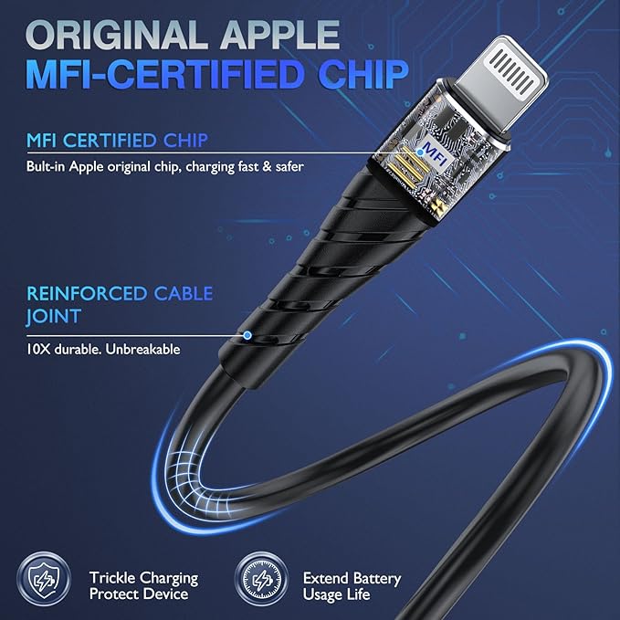 OIITH MFi Certified Short for iPhone Charger Cable 3 Pack 1 Ft, 12 inch for - Image 2