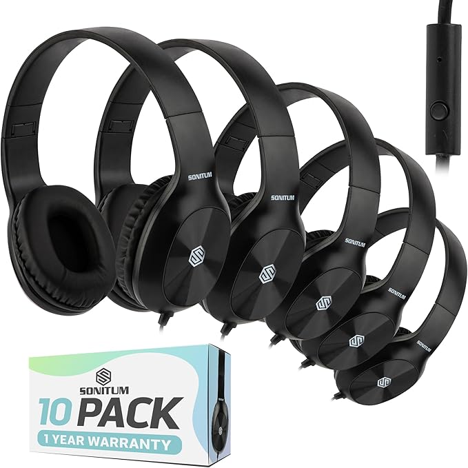 Classroom Headphones-Bulk 10-Pack, by Sonitum