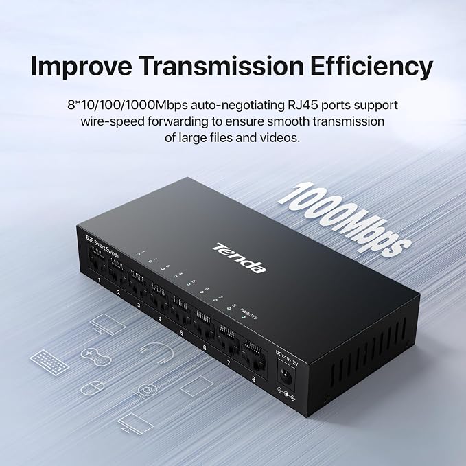 Tenda TEG208E 8 Port Managed Gigabit Switch, Easy Smart Managed, Base-T Ports - Image 3