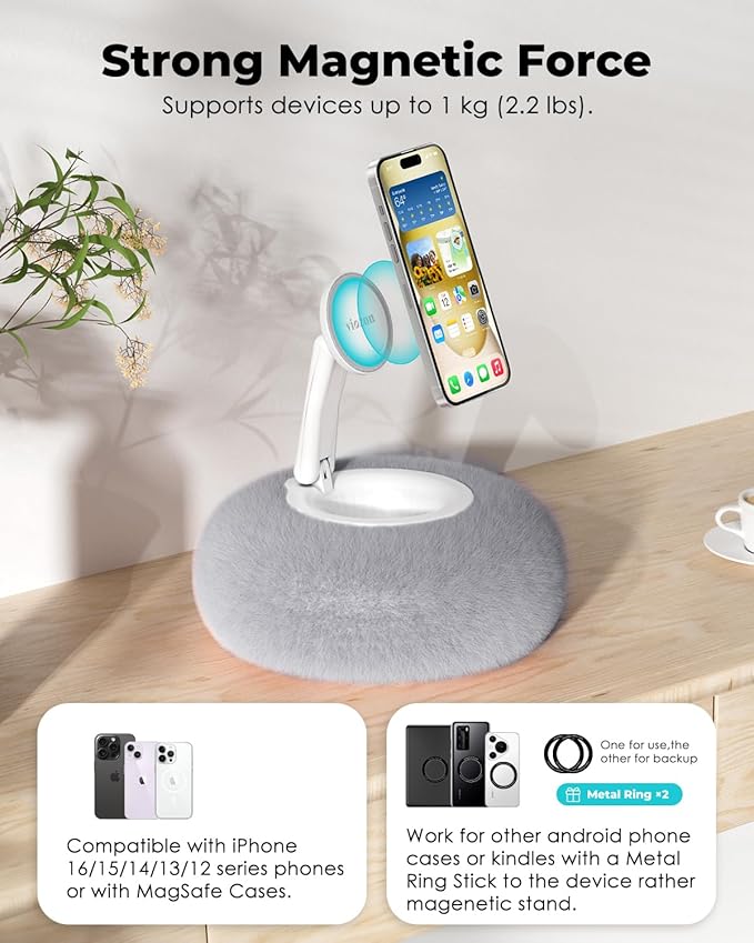 Viozon Phone Holder for Bed, Magnetic Pillow Stand, Compatible - Image 5