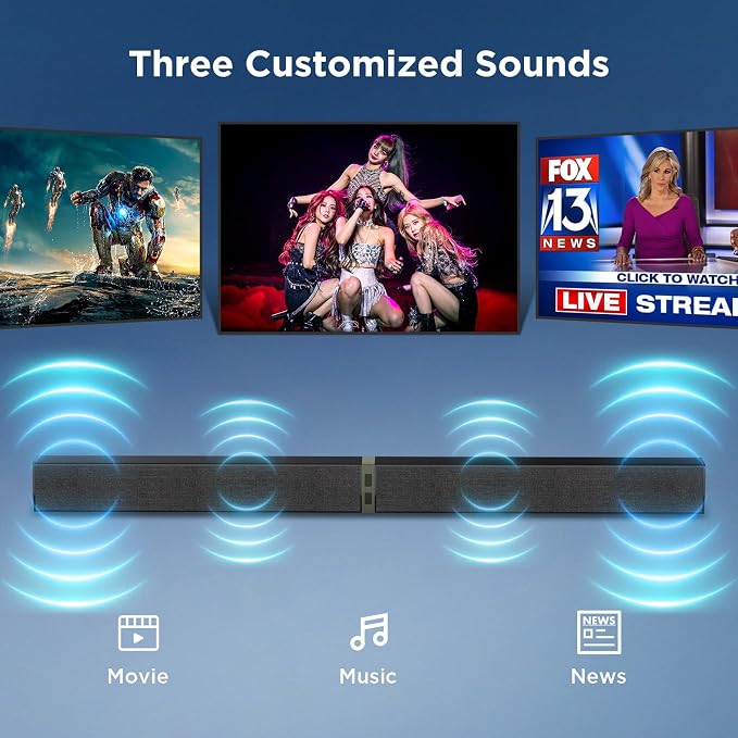 MZEIBO Sound Bar for Smart TV, 80W Bluetooth Soundbar 2 in 1 Detachable Design - Image 3