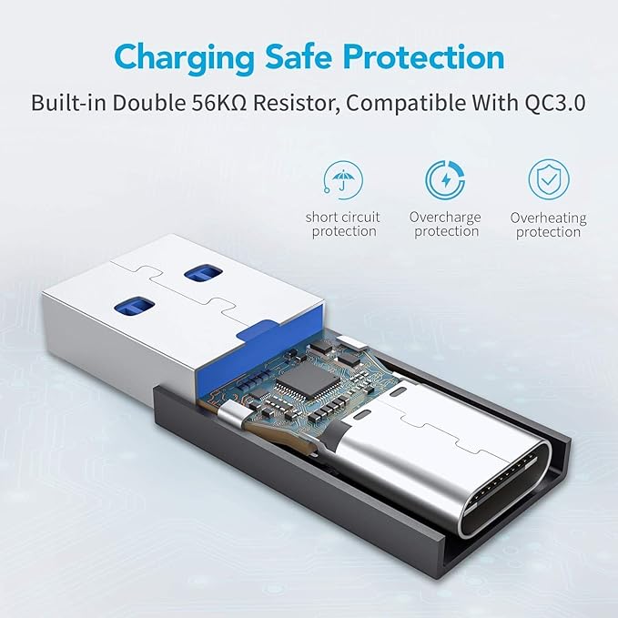 XAOSUN USB C Female to USB Male Adapter, 3.1 USB A to C Adapter, One-Sided - Image 7