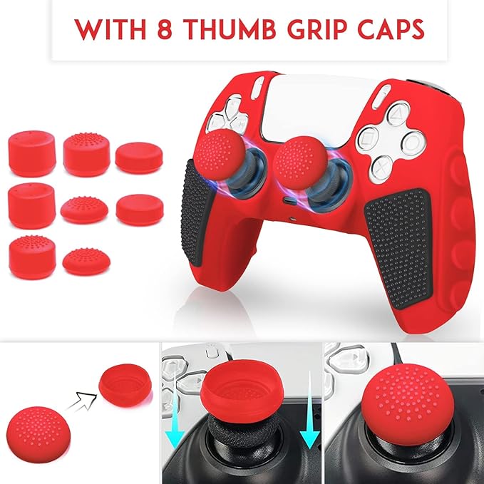 SIKEMAY Anti-Slip PS5 Controller Skin, Soft Thicken Non-Slip Studded Silicone - Image 7