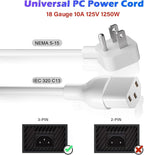 Adoreen 10 Ft Computer TV Replacement Power Cord White, Low Profile Flat Plug - Image 4