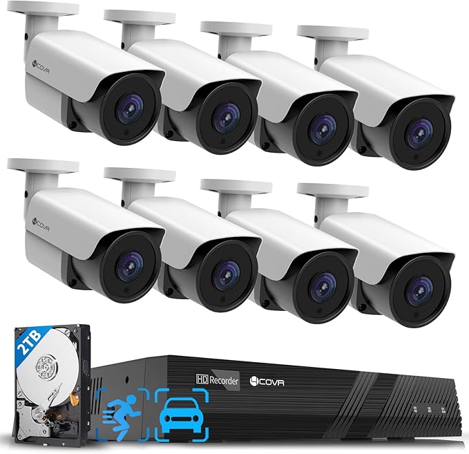 4COVR 4K Surveillance & Security Camera System, 8CH NVR 2TB HDD, AI Human by 4COVR