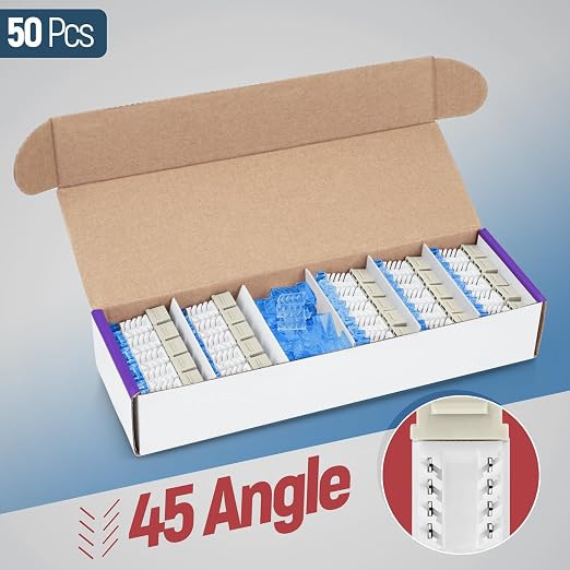 Everest 45° Angled RJ45 Cat5e Keystone Jacks 50-Pack in Ivory - Image 2
