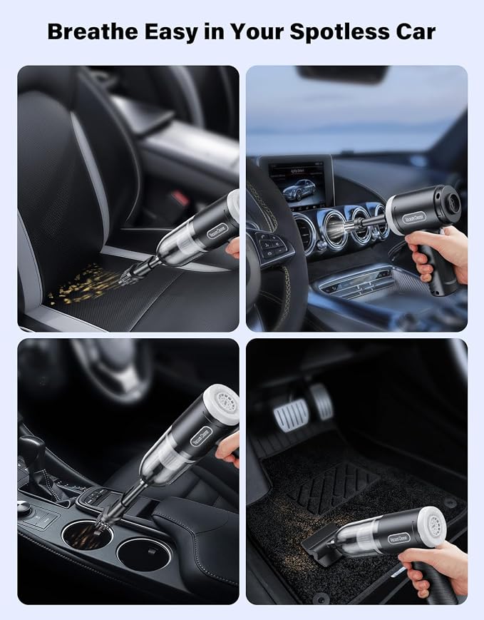 Car Vacuum Portable Cordless, 16000Pa Handheld Vacuum Mini Vacuum Cleaner High - Image 5