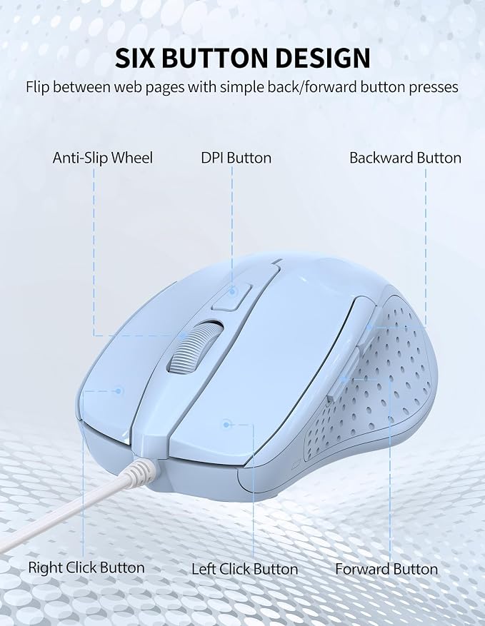 TECKNET Wired Mouse, 6-Button Corded - Image 7