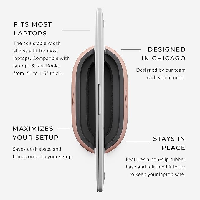 HumanCentric Vertical Laptop Stand in Vegan Cognac Leather, Upright Adjustable - Image 3