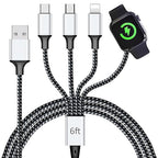 Multi Charging Cable for Apple Watch, Magnetic Wireless Charger, 4 in 1 Nylon by top-up
