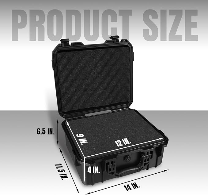 Hard Case, 14x 11.5x 6.5 Inch Portable Weather Waterproof Protective Camera Case - Image 2