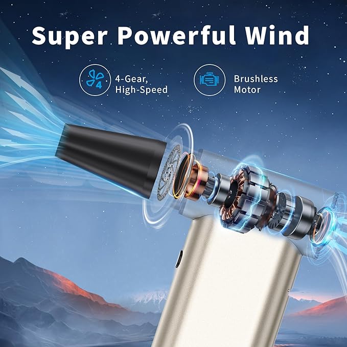 Compressed Air Duster, 300000RPM Electric Air Dusters Mini Blower Jet Turbo Fan - Image 2