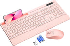 Pink Keyboard and Mouse Wireless, 2.4G Lag-Free Cute Keyboard Combo by Trueque