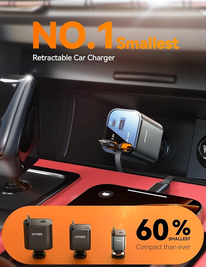 JOYROOM Retractable Car Charger 84W Car Charger USB C - Image 7
