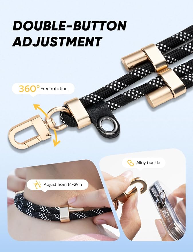 Phone Crossbody Lanyard with 2 Phone Tabs, Adjustable Anti-Theft Phone Lanyard - Image 3