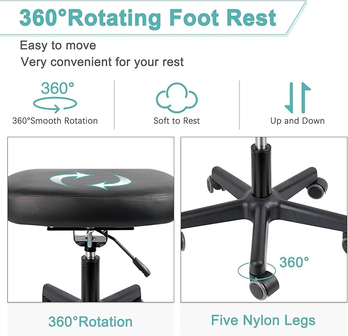 Footrest Stool Under Desk Adjustable Height and Tilt Angle Footrest Ottoman - Image 4