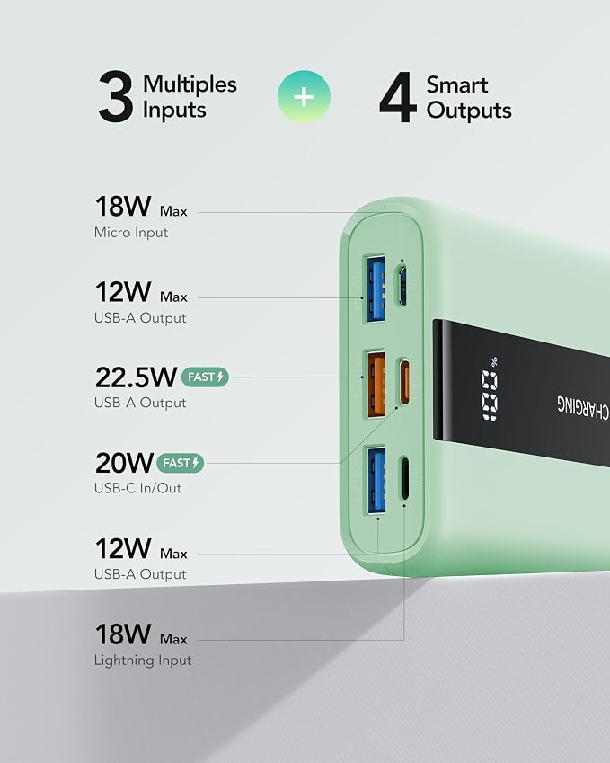 VRURC Power Bank, 20000mAh Portable Charger Fast Charging, Compact Travel - Image 3