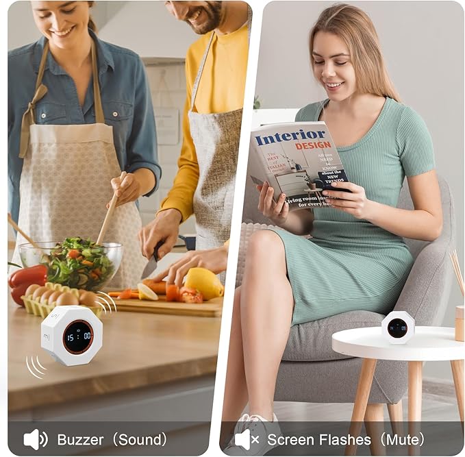 Rechargeable Pomodoro Timer, 8-Angle Auto-Rotating Screen - Image 6