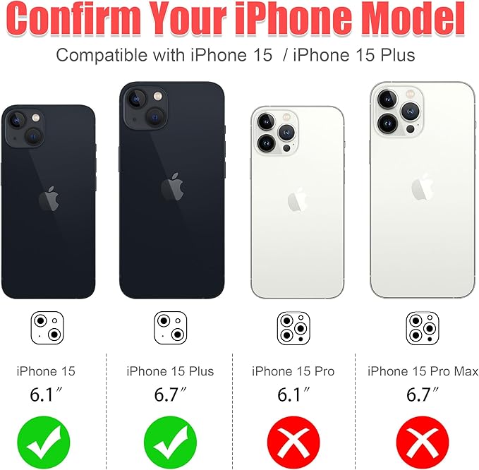 AGVEE 3+3 6 Pack for iPhone 15/15 Plus Camera Lens Protector, Bling Diamond & - Image 2