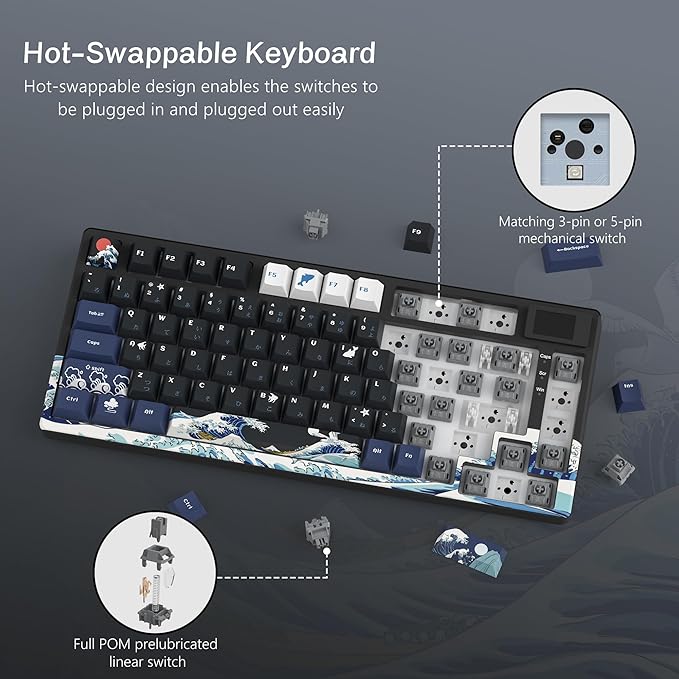 Womier S-K80 75% Keyboard with Color Multimedia Display Mechanical Gaming - Image 4