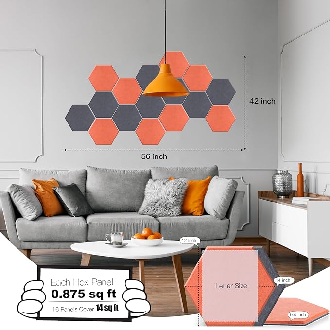 Mollywell Hexagon Acoustic Panels, High Density, Soundproofing, Decorative - Image 2