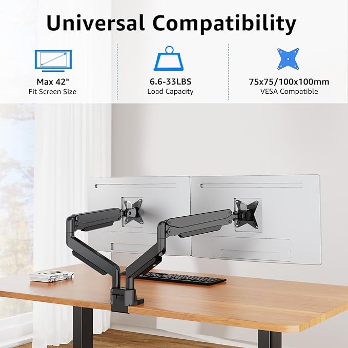 MOUNTUP Dual Monitor Mount fits 22''-42'' Ultrawide Screen, Holds 6.6-33lbs - Image 3