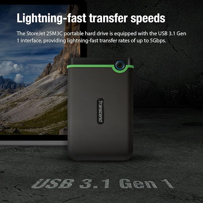 Transcend 2TB SJ25M3C, USB 3.1 Portable Hard Drive Rugged, Anti-Shock Resistant - Image 8