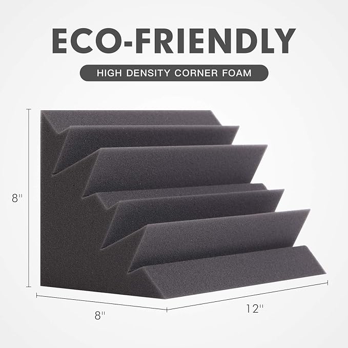 8 Pack - Bass Traps Acoustic Foam Corner, High Density and Fire-Proof Bass - Image 2