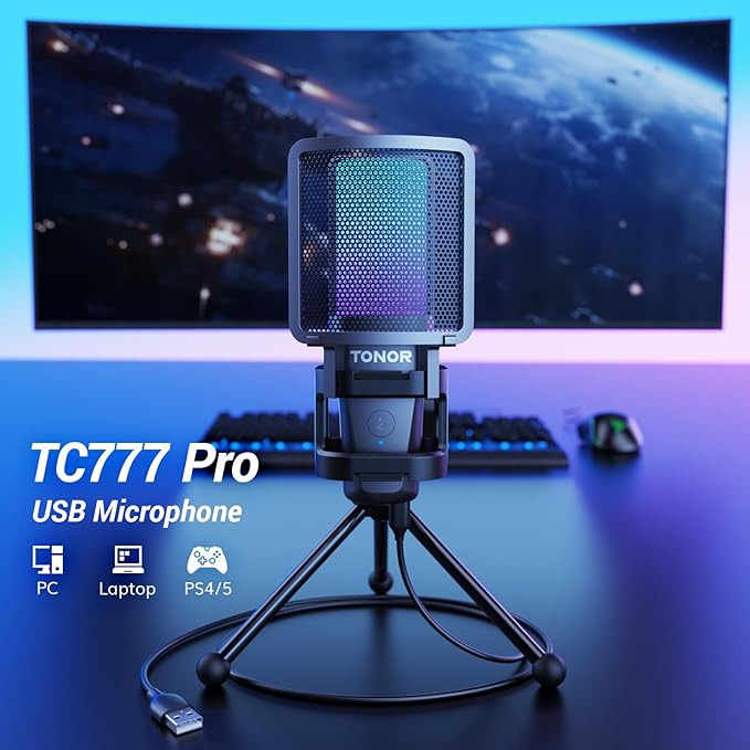 TONOR Gaming USB Microphone for PC, RGB Condenser Computer Mic - Image 8