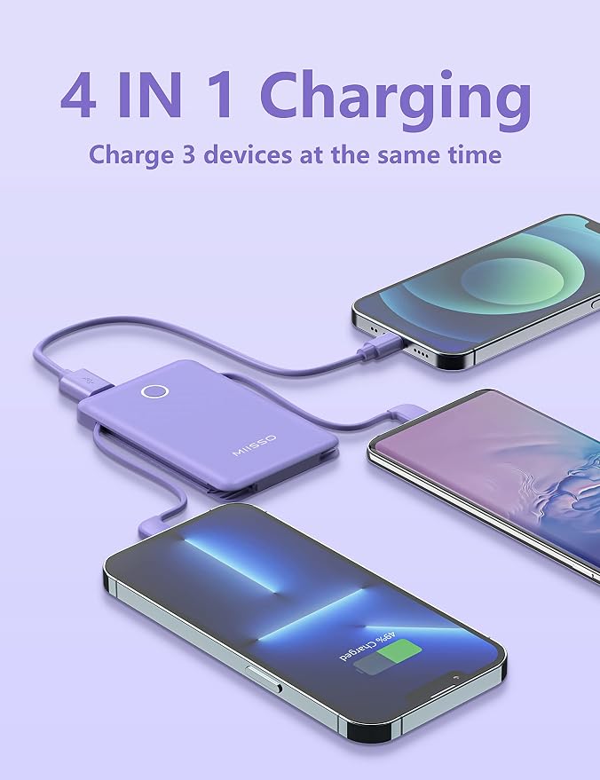 2-Pack 6000mah Ultra Slim Built in Cables Power Bank, Card Size Built in USB C - Image 9