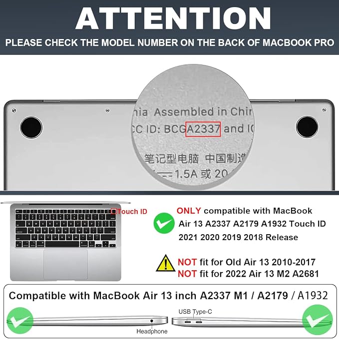 Compatible with MacBook Air 13 inch Case 2021 2020 2019 2018 M1 A2337 A2179 - Image 2