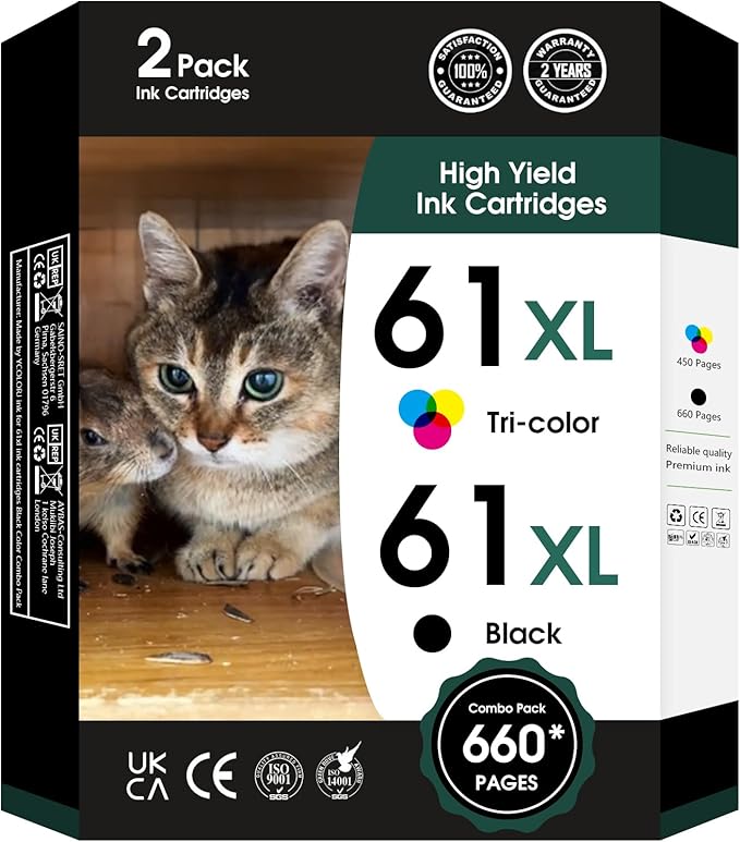 61XL 61 XL Ink Cartridges High Yield Replacement by Fannster