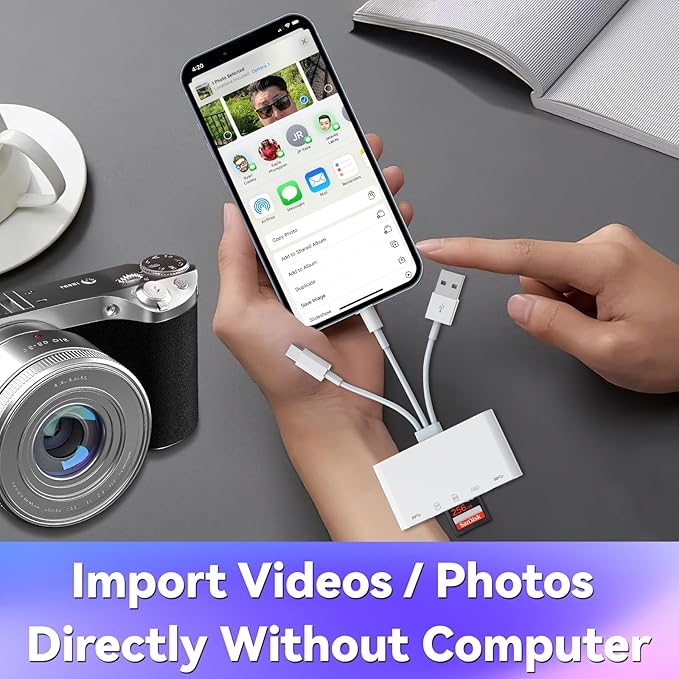 5-in-1 Memory Card Reader for iPhone, SD Card Reader USB C OTG Adapter - Image 6