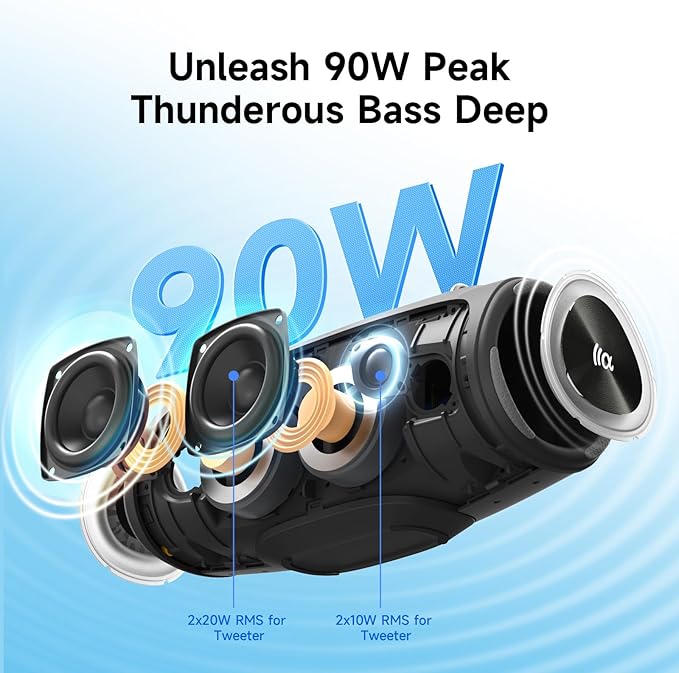 Portable Loud Bluetooth Speaker, 60W Large Subwoofer Wireless Bluetooth 5.3 - Image 2