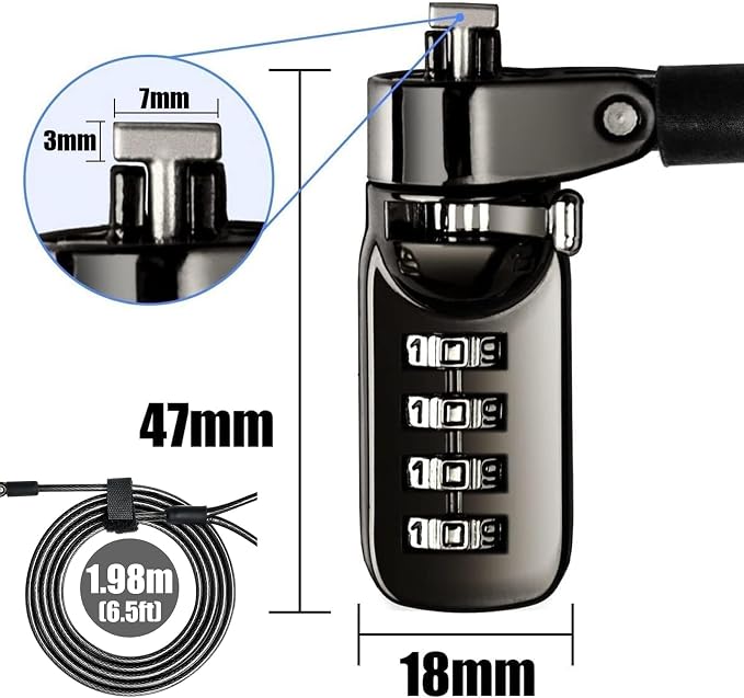 I3C Laptop Cable Lock 4 Digital Combination Lock Security Computer Cable Lock - Image 5