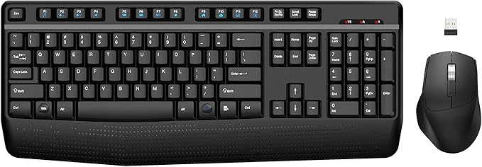 Wireless Keyboard and Mouse Combo, EDJO 2.4G Full-Sized Ergonomic Computer by EDJO