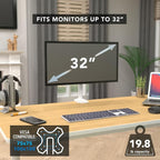 Mount-It! White Single Monitor Stand – Adjustable Desk Arm - Image 5