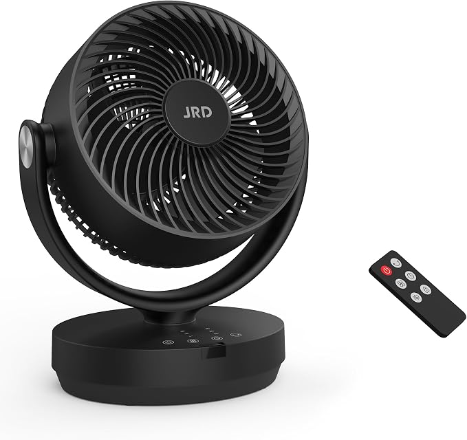 JRD Fans for Bedroom, 90° Oscillating Air Circulator Fan, 13 Inch Quiet Table by JRD